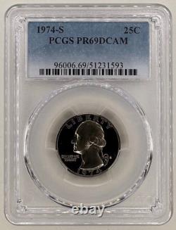 1974 S US 7 Coin Proof Set with Ike Silver $1PCGS PR69DCAM$1-50C-25C-10C-5C-1C