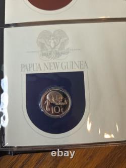 1975 PNG Proof Set 8 Coins 10K Bird of Paradise. 925 Sterling 5K Eagle. 5 Silver