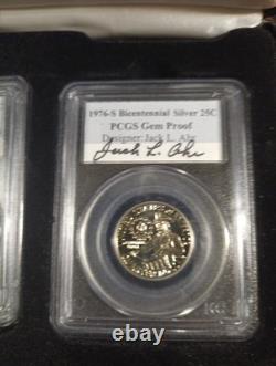 1976 Bicentennial (3 pc. Silver U. S. Proof Set) Signed By Designer's