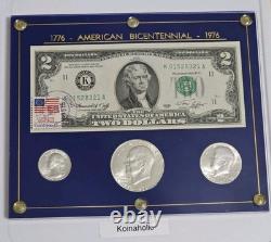 1976 Bicentennial Silver Coins, $2 WithStamps, Consecutive Serial Numbers Set Of 2