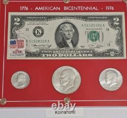 1976 Bicentennial Silver Coins, $2 WithStamps, Consecutive Serial Numbers Set Of 2
