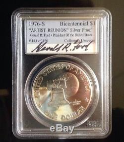 1976 S Pcgs Artist Reunion Bicentennial Silver Proof Set Signed By Gerald Ford