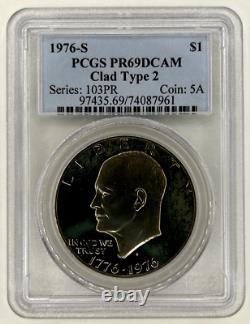 1976-S U. S. 7 Coin Proof Set-PCGS PR69DCAM ($1's-50C-25C-10C-5C) and PR69RD (1C)