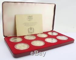 1977 silver jubilee silver proof cased set 8 crown