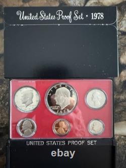 1978 US Mint 6 Coin Proof Set Uncirculated with Original Box lot of 10