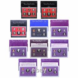 1980-1989 Proof Set Run Original Box CN-Clad 10 Sets 52 Coin Lot US Mint