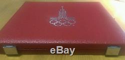 1980 Moscow Olympic 28 Silver Coin Proof Set with Box & Paperwork English/Russian