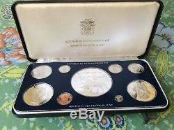 1980 Republic of Panama (9) Coin Silver Balboa Proof Set in Case. MINT CONDITION