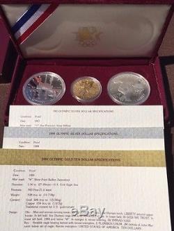 1983-1984 Olympic 3 Coin Commemorative Proof Set $10 Gold & 2 Silver Dollars