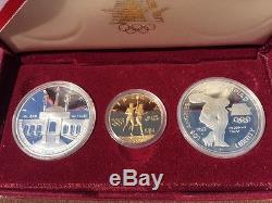 1983-1984 Olympic 3 Coin Commemorative Proof Set $10 Gold & 2 Silver Dollars