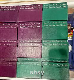 1983 1998 United States (16) Consecutive Years PROOF Sets 2 Per Year (32) Sets