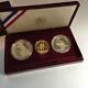 1984 Proof Olympic 3 Coin Gold $10 & (2) Silver $1 One Dollar Set N Box