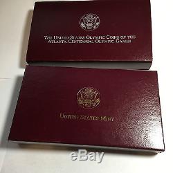 1984 PROOF OLYMPIC 3 COIN GOLD $10 & (2) SILVER $1 ONE DOLLAR SET n BOX