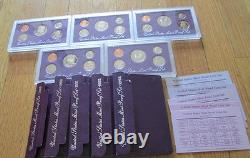 1984 to 1998 Proof Sets U. S. Mint 15 Proof Set San Francisco Mint with COA