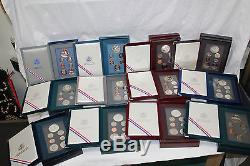 1986-1997 12 US Mint Prestige Proof Sets 12 Sets 90% Silver Dollars COA & Boxes