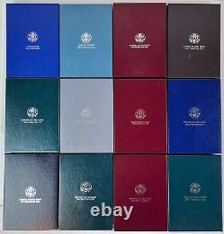 1986 1997 US Prestige Silver Proof Sets with 1996, Packaging with COA 12 Sets