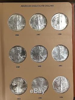 1986-2009 Silver Eagle BU PROOF SET Of 26 Coins 1ozt. 999 #7181