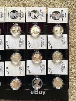1986-2014 Silver Eagle Proof set in original boxes with COA