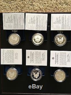1986-2014 Silver Eagle Proof set in original boxes with COA