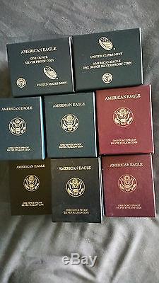 1986-2015 COMPLETE SILVER EAGLE 29-Coin Proof set all with OMP & COA's FREE S/H