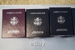 1986 2016 American Silver Eagle Proof Set With Boxes Cases COA's 30 Coins