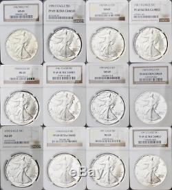 1986-2019 Silver Eagle NGCSet of 61 COINS! Proof & Biz StrikeAll MS/PF-69