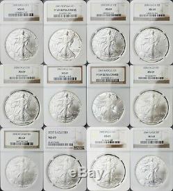 1986-2019 Silver Eagle NGCSet of 61 COINS! Proof & Biz StrikeAll MS/PF-69