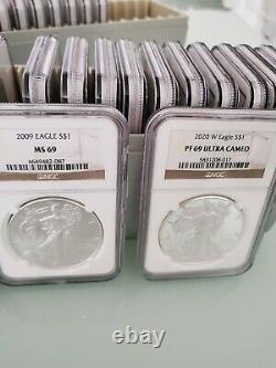 1986 2020 (34 Coin Set) American Silver Eagle Set Coin Proof Ngc Pf 69