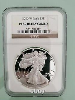 1986 2020 (34 Coin Set) American Silver Eagle Set Coin Proof Ngc Pf 69