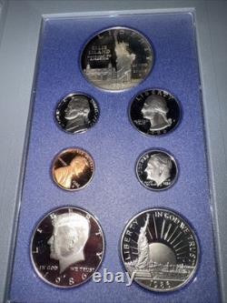 1986-S US Mint Prestige Proof Set Statue of Liberty Silver Dollar 7 Coin OGP COA