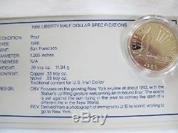 1986 U. S. Liberty 3 Coin Proof Set$5 Gold Piece, Silver Dollar And Half-Dollar