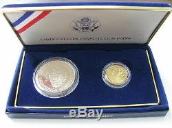 1987 $5 Gold and $1 Silver Constitution Proof US Mint Commemorative Coin Set