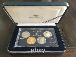 1987 France Lafayette Commemorative Proof Set Silver, Gold, Platinum, Palladium