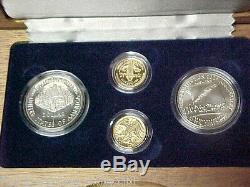 1987-S US Constitution 4 Coin Set 2 $5 Gold and 2 Silver Dollars Proof and BU