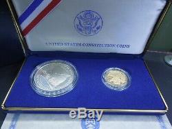 1987-S U. S. Constitution 2 Coin Proof Set $5 Gold and Silver Dollar