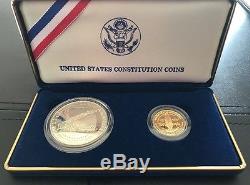 1987 United States Constitution Coins $1 Silver & $5 Gold Proof Coin Set WithCOA