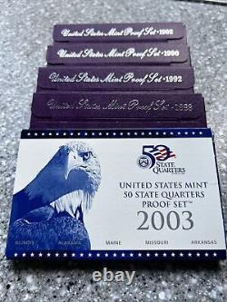 1988 1990 1992 Proof Sets 2003 Quarters Proof Set U. S. Mint