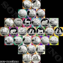 1988-2016 Complete Set Of 29 Isle Of Man Silver Cat Coins 1oz. 999 Proof Crown