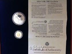 1988 US Mint Olympic Proof 2 Coin Set $5 Gold & Silver Dollar Box/COA