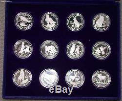 1990-1991 COOK ISLANDS $50 Silver Proof Set Endangered World Wildlife