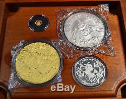 1991 10th Anniversary Panda Collection Gold Silver Piefort Proof 4 Coin Set