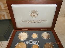 1991 Mount Rushmore US Gold & Silver 6- Coin Proof & Uncirculated Set Box & COA