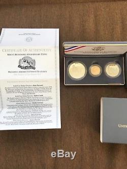 1991 U. S. 3-coin Mount Rushmore commemorative PROOF set 50c, silver $1, gold $5