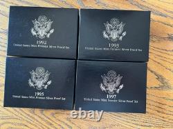 1992, 1993, 1995, 1997 US Mint Silver Premier Sets