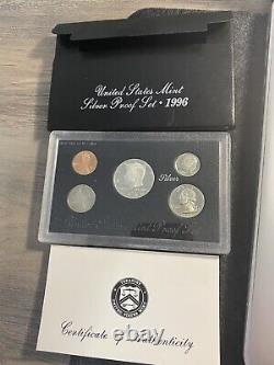 1992, 1994, 1995, 1996 Us Mint Silver Proof Sets All Coa / Original Owner