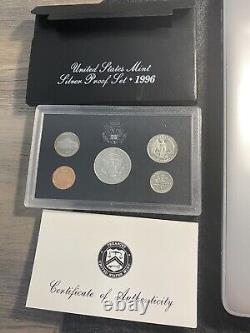 1992, 1994, 1995, 1996 Us Mint Silver Proof Sets All Coa / Original Owner