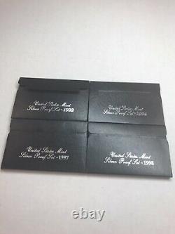 1992 1994 1997 1998 S Lot of United States Silver Proof Four 4 Sets OMP/COA