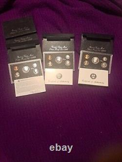 1992-1997 Lot Of 5 United States Mint Silver Proof Sets WithCoAs OGP