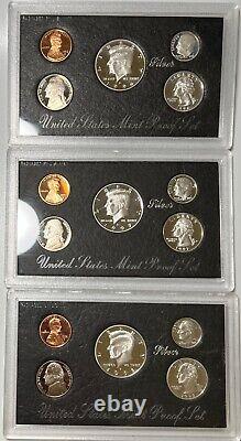 1992-1998 Silver Proof Set 90% 7 Sets total 35 Coins Original Packaging