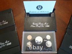 1992 1998 Silver Proof Sets With Box and COA